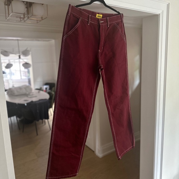 Men's GOLF WANG Red / Burgundy Cotton Twill Work Pant - Size 34 - Picture 6 of 15